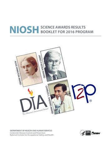 NIOSH Science Awards Results Booklet For 2016 Program