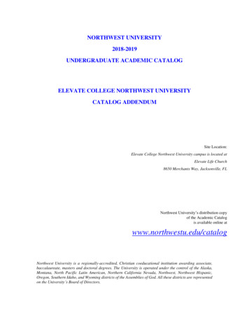 Northwest University 2018-2019 Undergraduate Academic Catalog Elevate .
