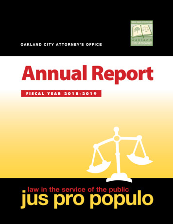 OAKLAND CITY ATTORNEY'S OFFICE Annual Report