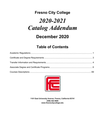 2020-2021 Catalog Addendum December 2020 - Fresno City College