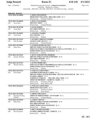 Rutherford County Gen Sessions - Page 1 Of 6 7:59AM Sorted By: Hearing .