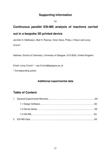Continuous Parallel ESI-MS Analysis Of Reactions Carried Out In A .