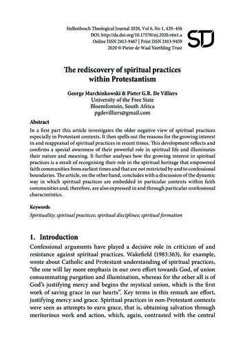 Th E Rediscovery Of Spiritual Practices Within Protestantism - SciELO