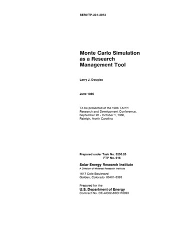 Monte Carlo Simulation As A Research Management Tool