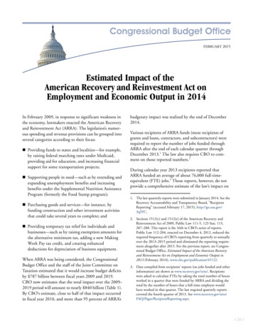 Estimated Impact Of The American Recovery And Reinvestment Act On .
