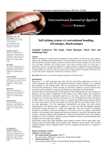 Self Etching System V/s Conventional Bonding . - Dental Journal