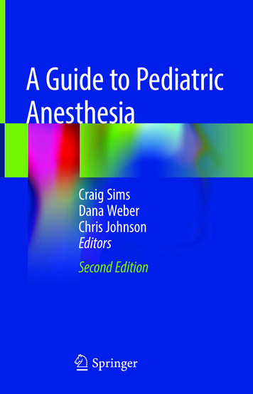 A Guide To Pediatric Anesthesia - Booksca.ca