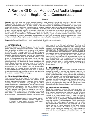 A Review Of Direct Method And Audio-Lingual Method In English . - IJSTR
