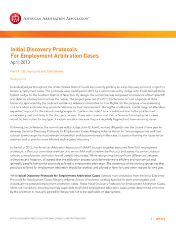 Initial Discovery Protocols For Employment Arbitration Cases - ADR