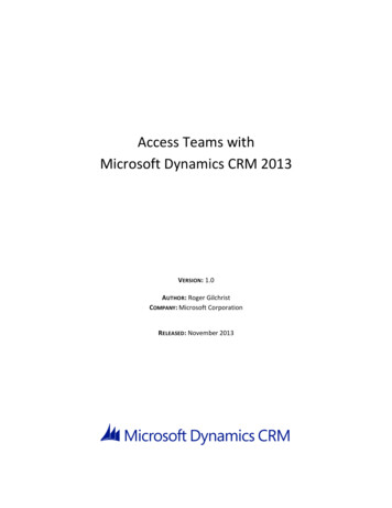 Access Teams With Microsoft Dynamics CRM 2013