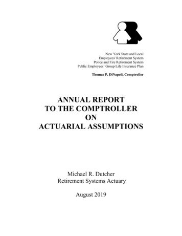 Annual Report To The Comptroller On Actuarial Assumptions - 2019