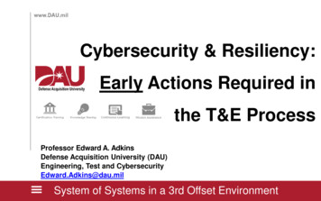 Cybersecurity & Resiliency: Early Actions Required In The T&E . - ITEA