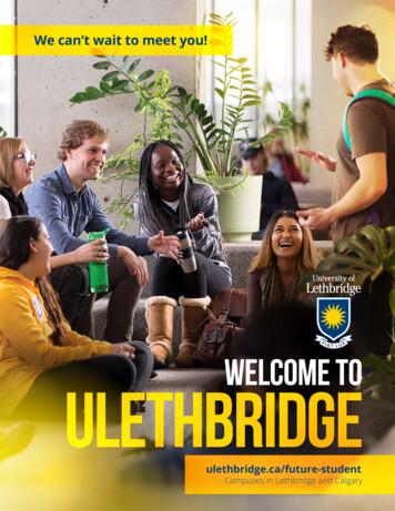 We Can't Wait To Meet You! - University Of Lethbridge
