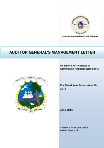 Auditor General'S Management Letter