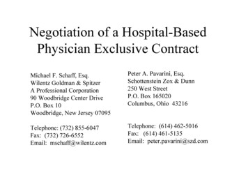 Negotiation Of A Hospital-Based - Wilentz 