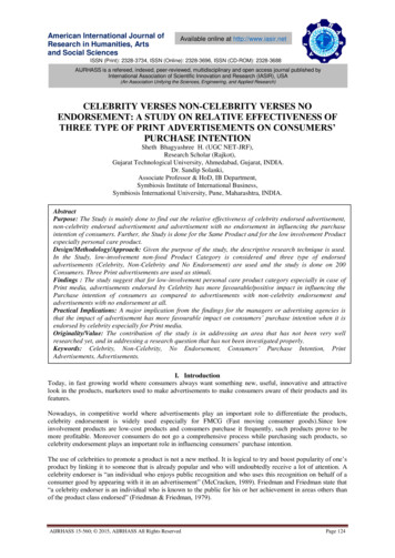 Celebrity Verses Non-celebrity Verses No Endorsement: A Study . - Iasir