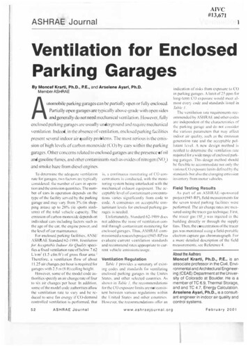 Ventilation For Enclosed Parking Garages - AIVC