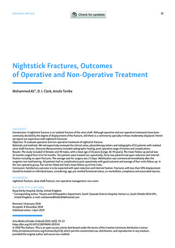 Nightstick Fractures, Outcomes Of Operative And Non-Operative . - Cuni.cz