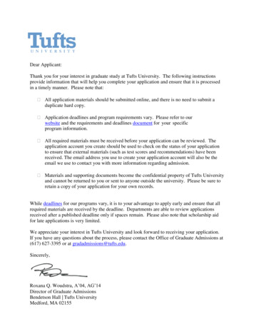 Director Of Graduate Admissions Bendetson Hall Tufts University