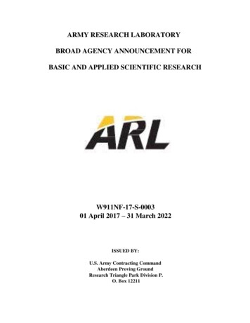 Army Research Laboratory Broad Agency Announcement For Basic And .