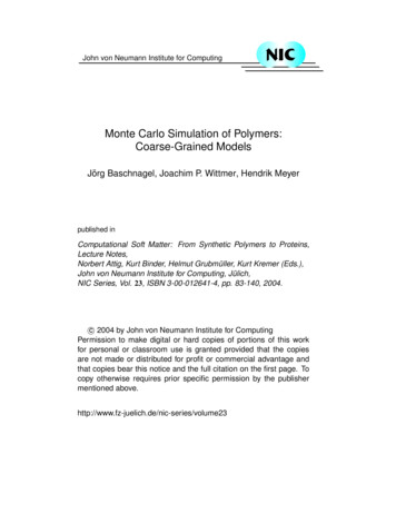 Monte Carlo Simulation Of Polymers: Coarse-Grained Models