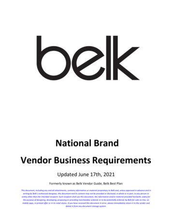 National Brand Vendor Business Requirements - Belk