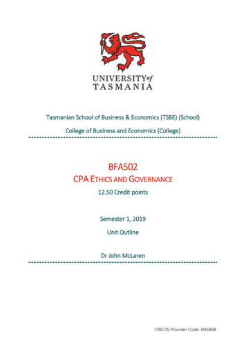BFA502 CPA E G - University Of Tasmania
