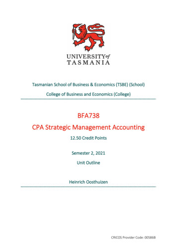 BFA738 CPA Strategic Management Accounting