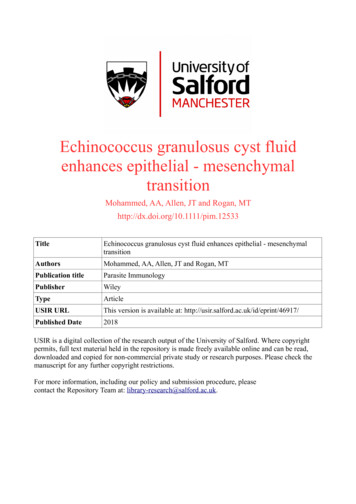 Echinococcus Granulosus Cyst Fluid Enhances Epithelial - Mesenchymal .