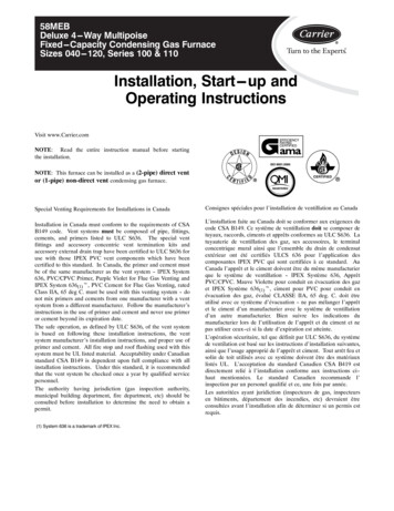 Installation, Start---up And Operating Instructions - A-Plus Air