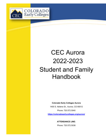 CEC Aurora 2022-2023 Student And Family Handbook