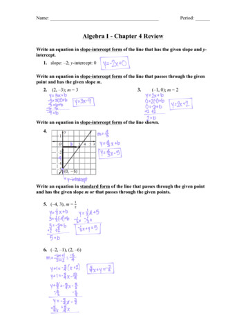 Algebra I - Chapter 4 Review