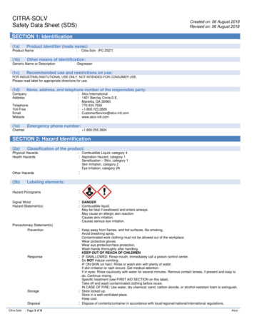 CITRA-SOLV Safety Data Sheet (SDS) Revised On - ATCO International