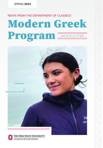 NEWS FROM THE DEPARTMENT OF CLASSICS Modern Greek Program