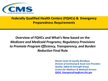 Federally Qualified Health Centers (FQHCs) & Emergency . - CHAMPS Online