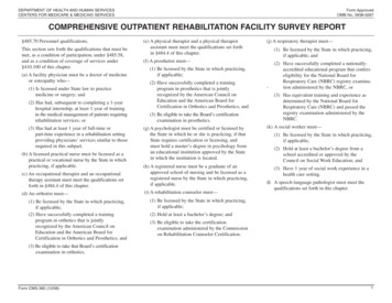 Comprehensive Outpatient Rehabilitation Facility Survey Report
