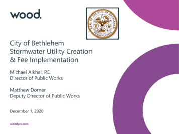 City Of Bethlehem Stormwater Utility Creation & Fee Implementation