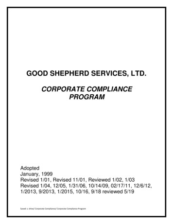 CORPORATE COMPLIANCE PROGRAM - Good Shepherd Services