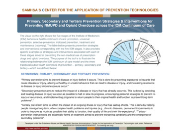 SAMHSA'S CENTER FOR THE APPLICATION OF PREVENTION TECHNOLOGIES Primary .