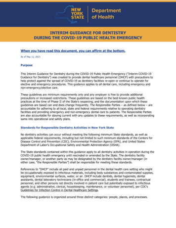 INTERIM GUIDANCE FOR DENTISTRY DURING THE COVID . - Governor Of New York