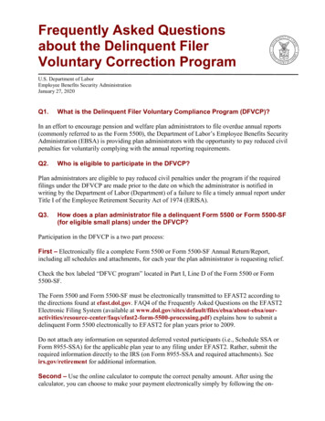 Frequently Asked Questions About The Delinquent Filer Voluntary .