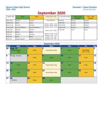 Seneca Valley High School Semester 1 Class Schedule 2020 - 2021 .