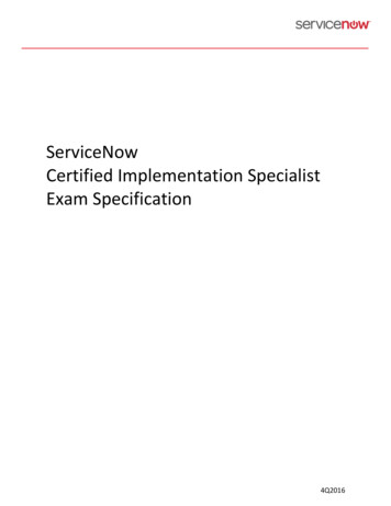 ServiceNow Certified Implementation Specialist Exam Specification