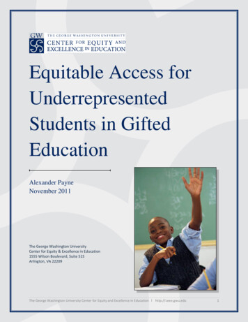 Equitable Access For Underrepresented Students In Gifted Education - ERIC