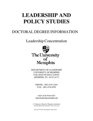 LEADERSHIP AND POLICY STUDIES - University Of Memphis