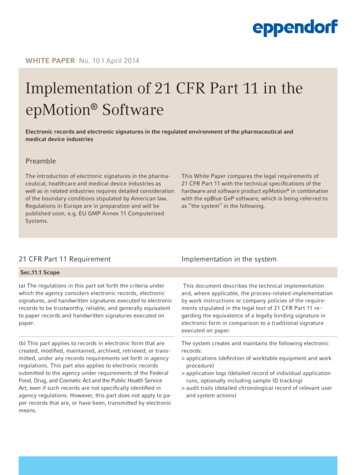 Implementation Of 21 CFR Part 11 In The EpMotion Software - Eppendorf