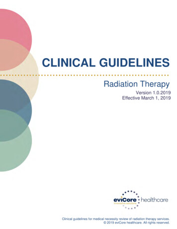 EviCore Radiation Therapy 2019 Guidelines
