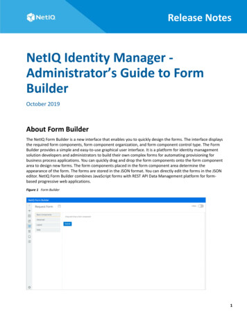 NetIQ Identity Manager - Administrator's Guide To Form Builder