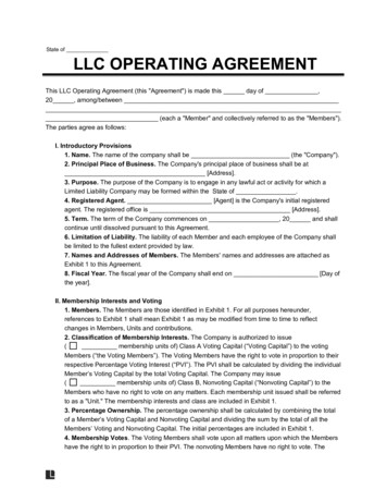 Free LLC Operating Agreement Template - Legaltemplates 