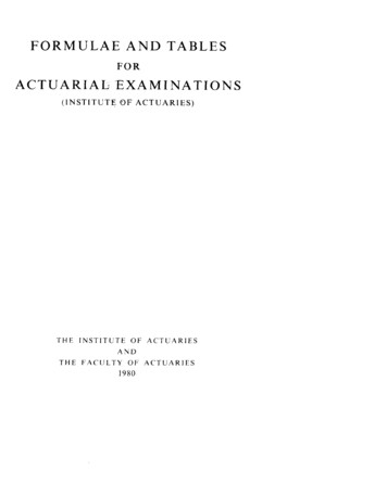 FORMULAE AND TABLES - Institute And Faculty Of Actuaries